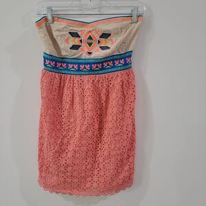 Flying Tomato Womens‎ Strapless Mini Dress Size Medium Colorful Aztec Coquette